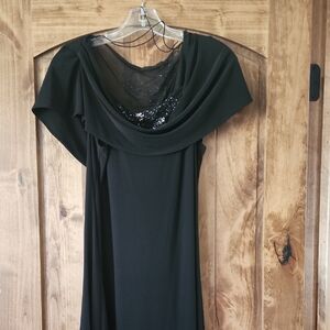 Scarlett Nite Black Asymmetrical Cowl Neck Gown